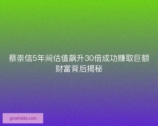 蔡崇信5年间估值飙升30倍成功赚取巨额财富背后揭秘